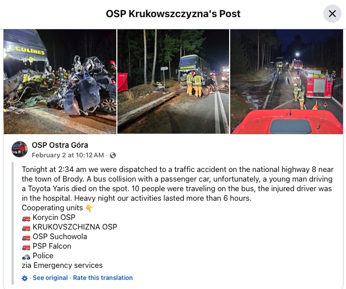 Frontālā sadursme ir tikai un vienīgi kāda šofera apzināta rīcība. Traģiska avārija Polijā!
